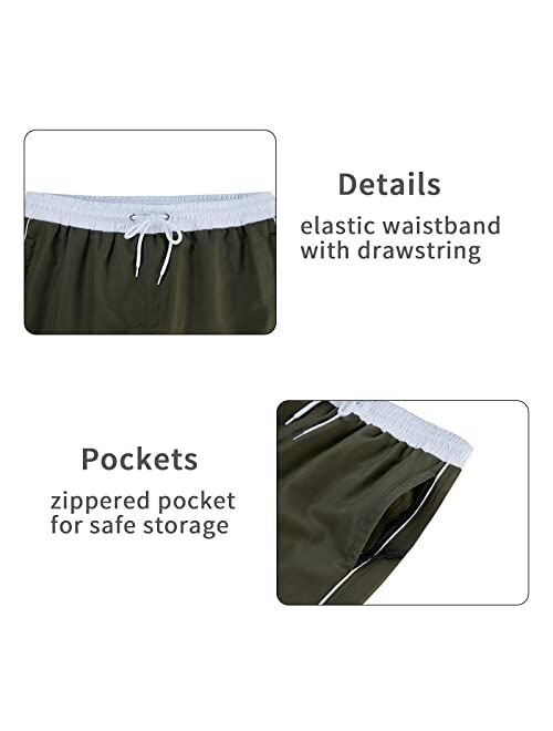 difficort Mens Swimming Trunks with Compression Liner Quick Dry Bathing Suit Swim Shorts with Zipper Pockets