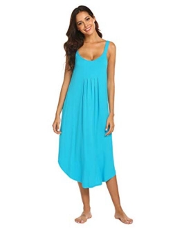 Women's Sleeveless Long Nightgown Summer Full Slip Sleep Dress Soft Nightshirt Chemise Sleepwear Lounge Dresses