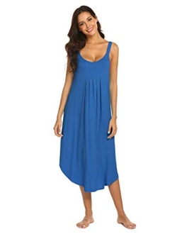 Women's Sleeveless Long Nightgown Summer Full Slip Sleep Dress Soft Nightshirt Chemise Sleepwear Lounge Dresses