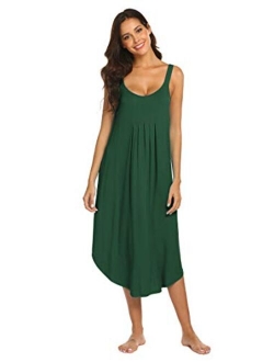 Women's Sleeveless Long Nightgown Summer Full Slip Sleep Dress Soft Nightshirt Chemise Sleepwear Lounge Dresses