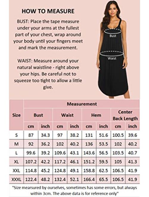 Ekouaer Women's Sleeveless Long Nightgown Summer Full Slip Sleep Dress Soft Nightshirt Chemise Sleepwear Lounge Dresses