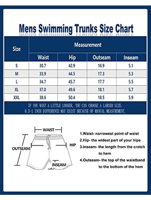 Seisocho Mens Swim Trunks with Compression Liner Swim Shorts Bathing Suits Swimwear Zipper Pockets