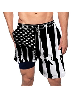 feelacle Mens Swim Trunks 9 Inch Inseam Board Shorts Beach Swimwear Bathing Suit with Compression Liner and Pockets