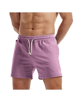 AIMPACT Mens Workout Sweat Shorts 5 Inch Inseem Cotton Casual Fitness Running Shorts with Pockets