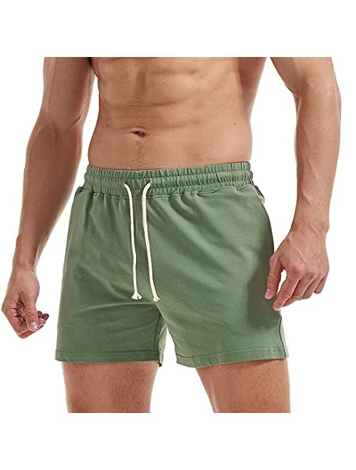 AIMPACT Mens Workout Sweat Shorts 5 Inch Inseem Cotton Casual Fitness Running Shorts with Pockets