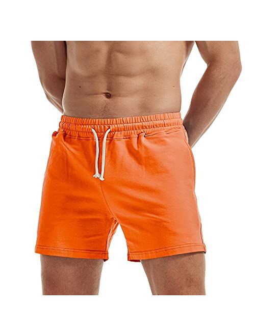 AIMPACT Mens Workout Sweat Shorts 5 Inch Inseem Cotton Casual Fitness Running Shorts with Pockets