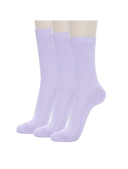 GRISIM Women's Cotton Ribbed Dress Crew Socks Business Classic Casual Designed 3 Pairs Solid Colors (Shoe Size 6-9)