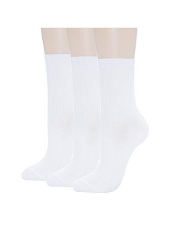 GRISIM Women's Cotton Ribbed Dress Crew Socks Business Classic Casual Designed 3 Pairs Solid Colors (Shoe Size 6-9)