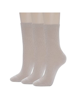 GRISIM Women's Cotton Ribbed Dress Crew Socks Business Classic Casual Designed 3 Pairs Solid Colors (Shoe Size 6-9)