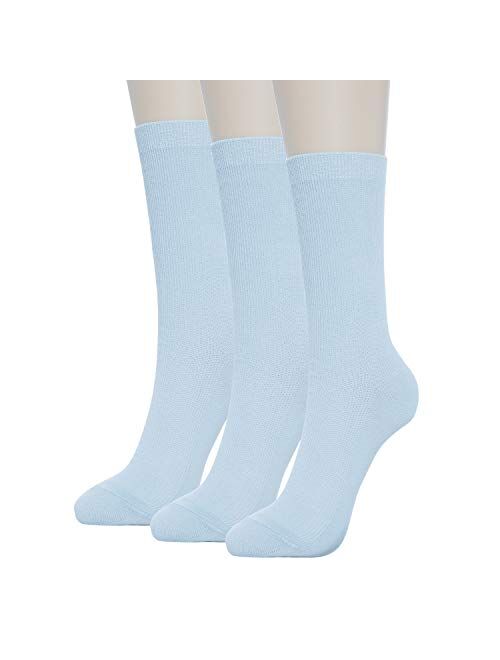 GRISIM Women's Cotton Ribbed Dress Crew Socks Business Classic Casual Designed 3 Pairs Solid Colors (Shoe Size 6-9)