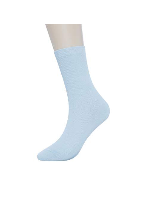 GRISIM Women's Cotton Ribbed Dress Crew Socks Business Classic Casual Designed 3 Pairs Solid Colors (Shoe Size 6-9)