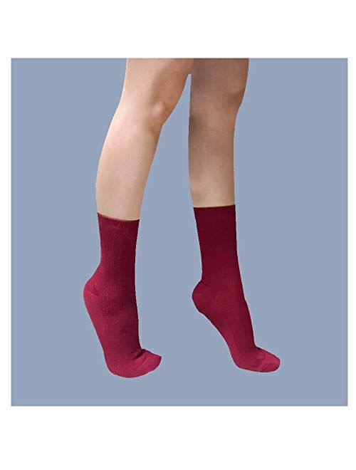 GRISIM Women's Cotton Ribbed Dress Crew Socks Business Classic Casual Designed 3 Pairs Solid Colors (Shoe Size 6-9)