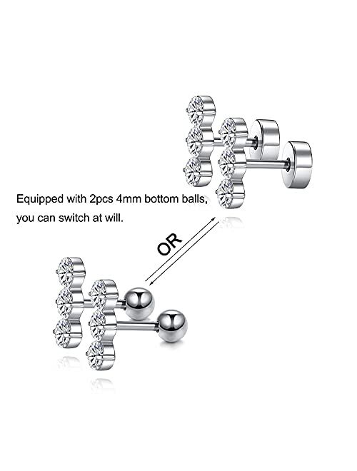 Gnoliew 18G Tragus Earrings for Women Girls 316L Stainless Steel Stud Cartilage Helix Barbell Piercing Jewelry