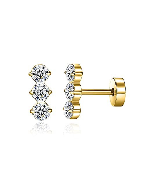 Gnoliew 18G Tragus Earrings for Women Girls 316L Stainless Steel Stud Cartilage Helix Barbell Piercing Jewelry