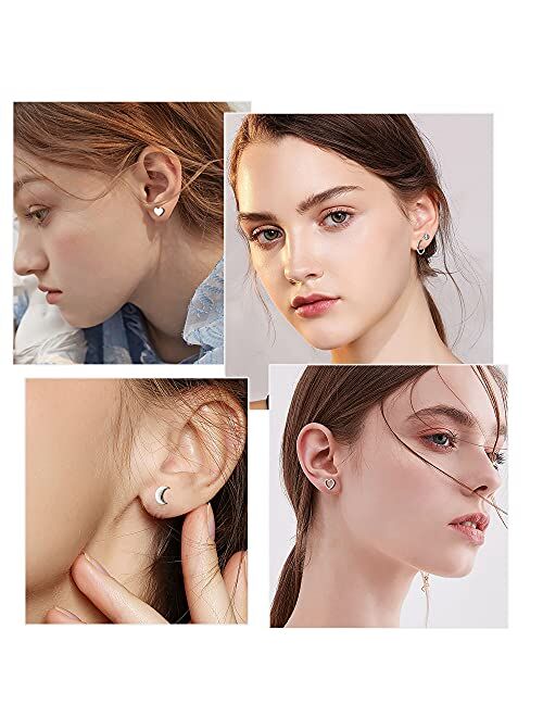 LOLIAS 21Pairs Cartilage Earrings Stud Hoop Stainless Steel Screw Flat Back Earrings Hoop Earrings for Cartilage Tragus Daith Helix Ear Piercing Set