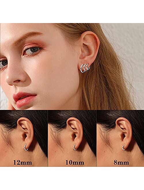 LOLIAS 21Pairs Cartilage Earrings Stud Hoop Stainless Steel Screw Flat Back Earrings Hoop Earrings for Cartilage Tragus Daith Helix Ear Piercing Set