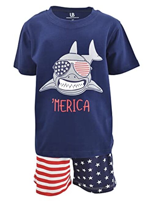 Unique Baby Boys Shark Merica 4th of July Patriotic Short Set