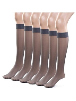 Silky Toes Women's Everyday Sheer Knee Highs Stockings- 6 Pairs