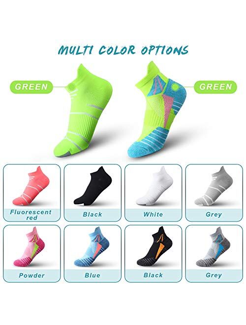 Geyoga 10 Pairs Women Compression Ankle Socks Breathable Low Cut Ankle Socks Cushioned Performance Tab Socks for Women Girls, 10 Designs