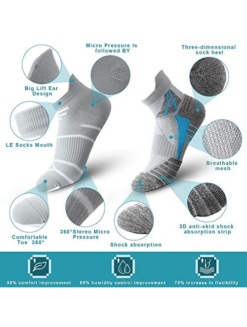 Geyoga 10 Pairs Women Compression Ankle Socks Breathable Low Cut Ankle Socks Cushioned Performance Tab Socks for Women Girls, 10 Designs