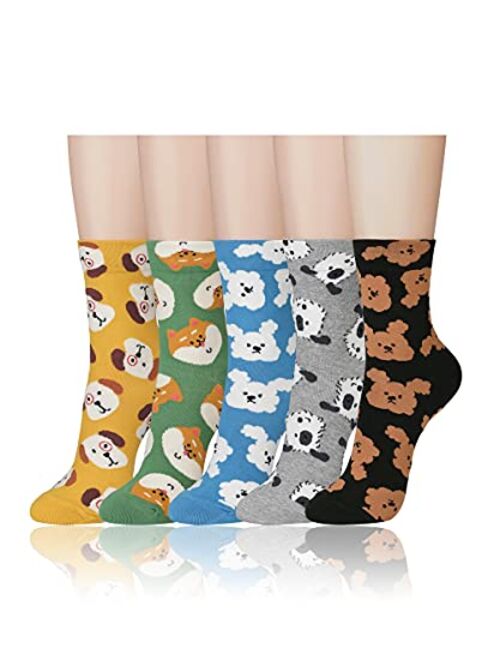 Kikiya Socks Women's Animal Design Crew Socks