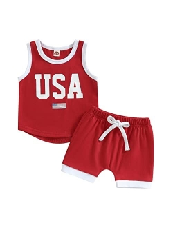 Fybitbo Baby Boy 4th of July Outfits Short Sleeve Tee Shirt and Casual Shorts 2Pcs Fourth of July Summer Outfit