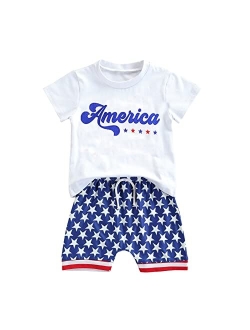 Fybitbo Baby Boy 4th of July Outfits Short Sleeve Tee Shirt and Casual Shorts 2Pcs Fourth of July Summer Outfit