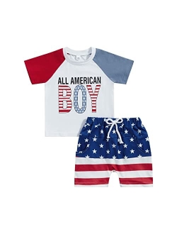 Fybitbo Baby Boy 4th of July Outfits Short Sleeve Tee Shirt and Casual Shorts 2Pcs Fourth of July Summer Outfit