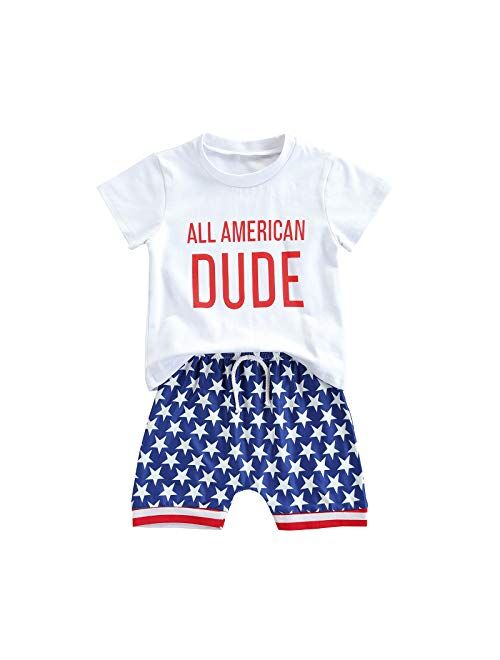 Fybitbo Baby Boy 4th of July Outfits Short Sleeve Tee Shirt and Casual Shorts 2Pcs Fourth of July Summer Outfit