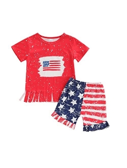 Mayummpy Newborn Baby Girls Boys 4th of July Outfit American Flag Tee Shirt Short Pants Toddler Independence Day Clothes Set