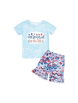 Mayummpy Newborn Baby Girls Boys 4th of July Outfit American Flag Tee Shirt Short Pants Toddler Independence Day Clothes Set