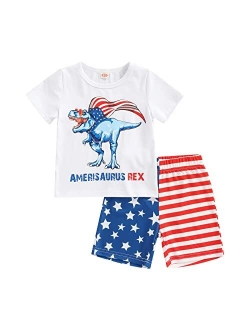 Mayummpy Newborn Baby Girls Boys 4th of July Outfit American Flag Tee Shirt Short Pants Toddler Independence Day Clothes Set