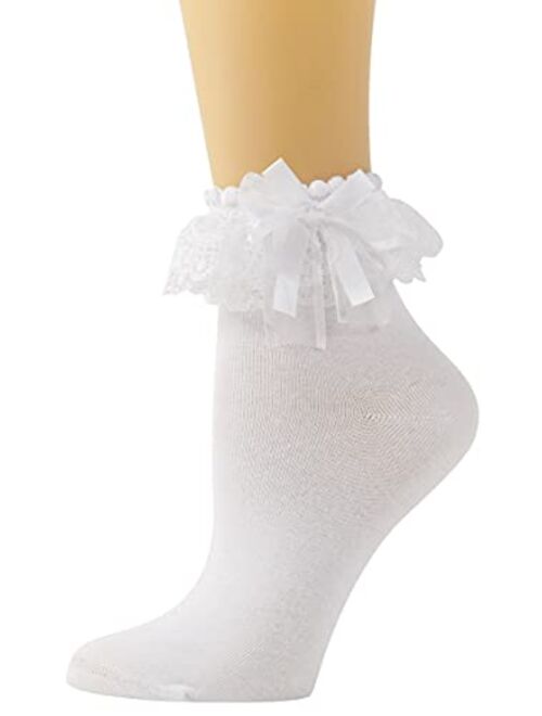 SEMOHOLLI Women Ankle Socks,Lace Ruffle Frilly Comfortable Princess Socks Lace Socks