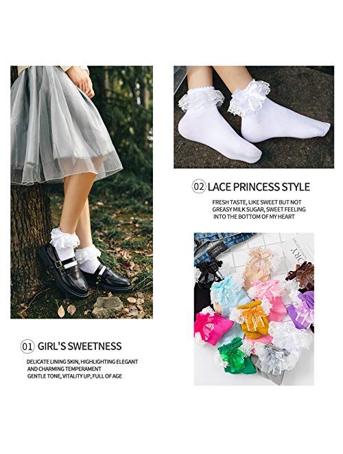 SEMOHOLLI Women Ankle Socks,Lace Ruffle Frilly Comfortable Princess Socks Lace Socks