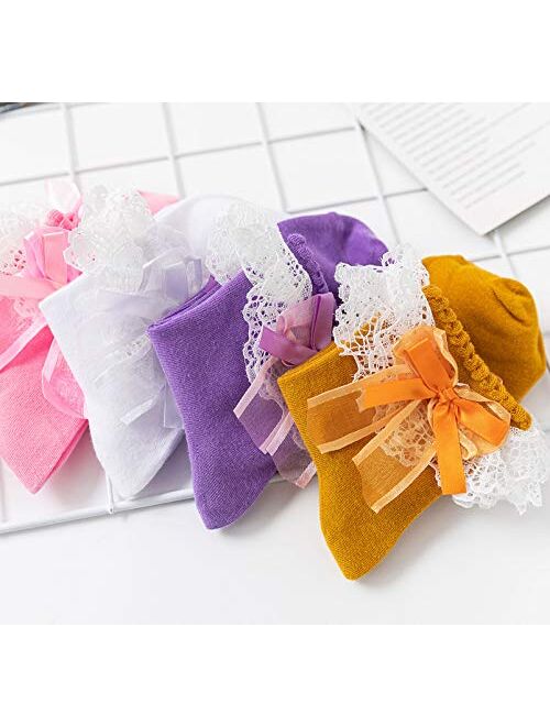 SEMOHOLLI Women Ankle Socks,Lace Ruffle Frilly Comfortable Princess Socks Lace Socks