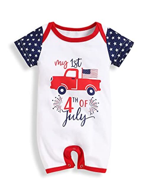 bilison My First 4th of July Infant Baby Boy Romper USA Flag Shirt Sleeveless Romper Independence Day Jumpsuit