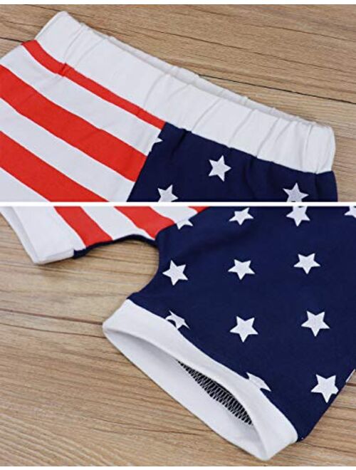 Hipealy Baby Boy Outfits Summer American Flag Pants American Boy Letter Print Tops Clothing Set