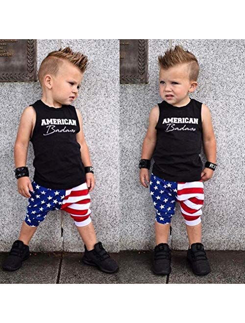 Modntoga 4th of July Baby Boys Summer Outfits Sleeveless Tank Top with American Flag Short Pants Independence Day Sets