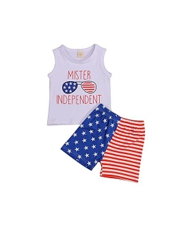 Amshibel Independence Day Outfit Toddler Baby Boy Girl 4th of July American Flag Sleeveless Vest Tops + Stars Shorts Set