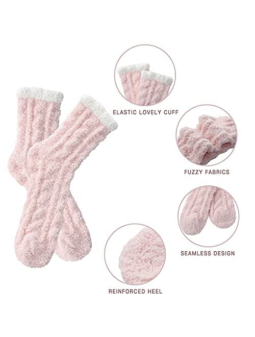 Passionbility 7 Pairs Fuzzy Socks - Fuzzy Socks for Women, Fluzzy Socks Women, Cozy Socks for Women Slipper Socks, Fuzzy Women Socks Super Soft Comfort of Coral Fleece, T