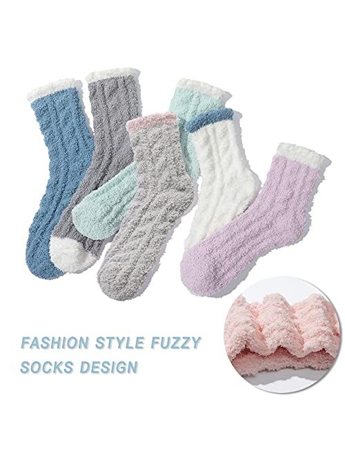 Passionbility 7 Pairs Fuzzy Socks - Fuzzy Socks for Women, Fluzzy Socks Women, Cozy Socks for Women Slipper Socks, Fuzzy Women Socks Super Soft Comfort of Coral Fleece, T