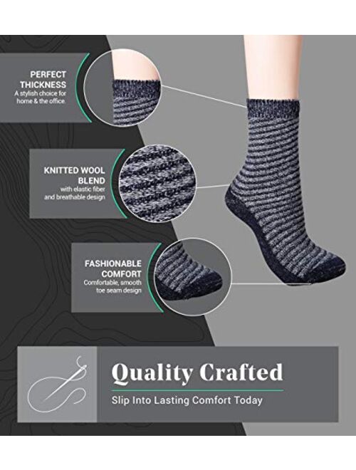 Marino Avenue Mio Marino Women's Warm Wool Socks - Soft Cozy Thick Knitted Socks - 4 Pack - Gift Box