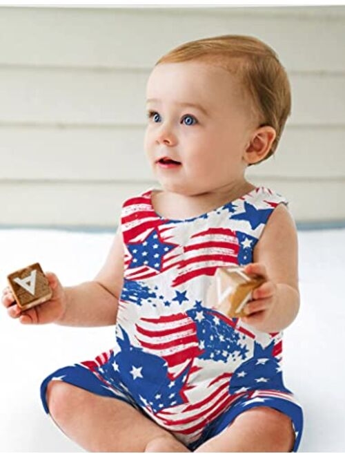 Von Kilizo 4th of July Baby Boy Outfits Baby Boy Romper Tank Jumpsuit Independence Day Baby Boy Clothes