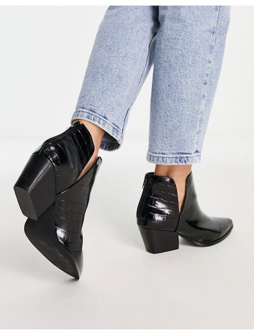 Urban Revivo western croc print ankle boots in black