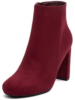 katliu Women's Ankle Boots Heeled Cutout Pointed Toe Booties Chunky Heels Short Boots