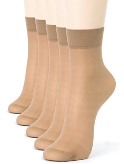 ililily 5 Or 10 Pairs 20D Sheer Ankle High Tights Hosiery Socks