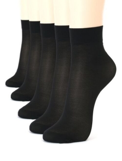 ililily 5 Or 10 Pairs 20D Sheer Ankle High Tights Hosiery Socks