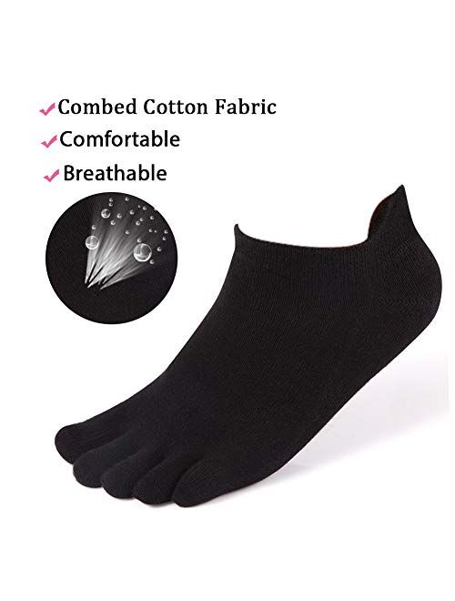 Meaiguo Toe Socks No Show Running Five Finger Socks for Men Women 3-4 Pack