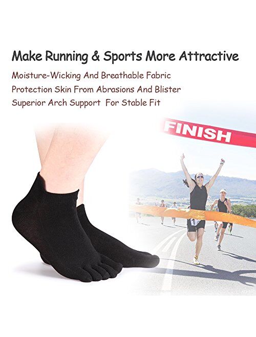 Meaiguo Toe Socks No Show Running Five Finger Socks for Men Women 3-4 Pack