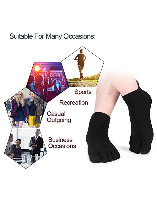 Meaiguo Toe Socks No Show Running Five Finger Socks for Men Women 3-4 Pack